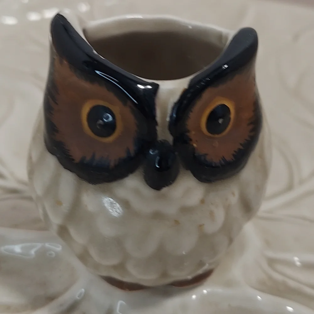 Vintage Otigari Owl Appetizer Toothpick Holder Tray 10" Round - Picture 11 of 11